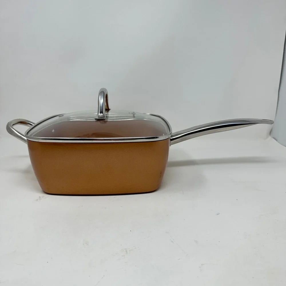 Copper Chef 9.5 Inch Deep Square Pan with Glass Lid Non-Stick Induction Ready